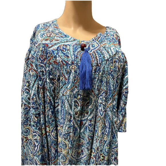 Go Softly Patio Dress - 2X Paisley Blue - 100% Rayon - Brand New - Picture 1 of 4